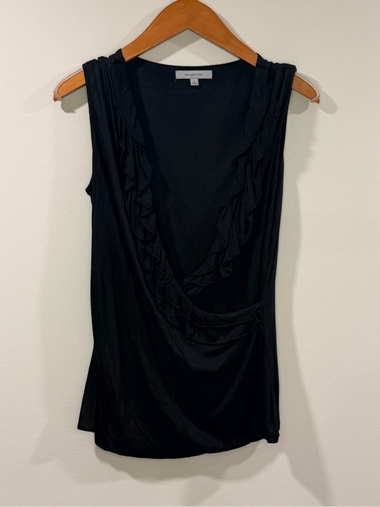 Classiques Entier Tops - Classiques Entier Women’s Black Ruffle-Trim Sleeveless Drape Camisole Size L